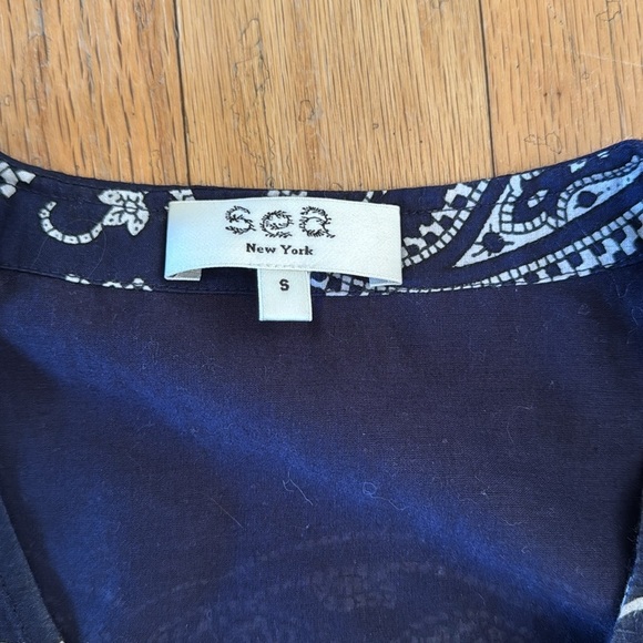 Sea NY | Theodora Paisley Print | Puff Sleeve | Midi Shift Dress in Navy | S - Picture 4 of 6